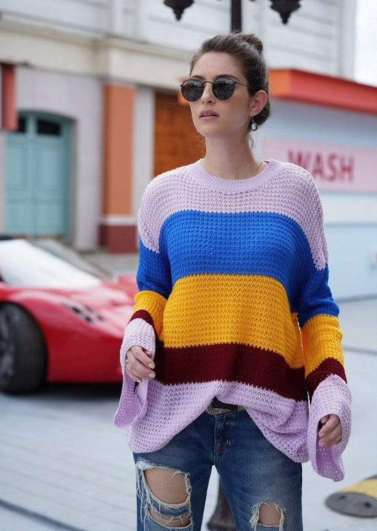 Striped Color Block Light Knit Sweater