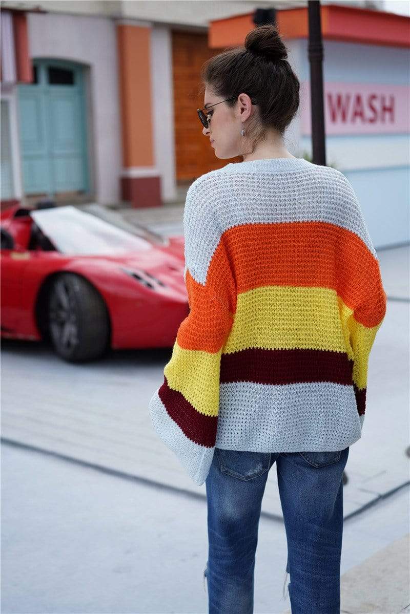 Striped Color Block Light Knit Sweater
