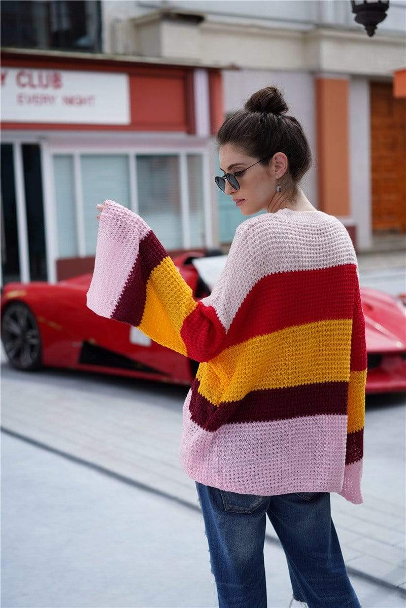 Striped Color Block Light Knit Sweater
