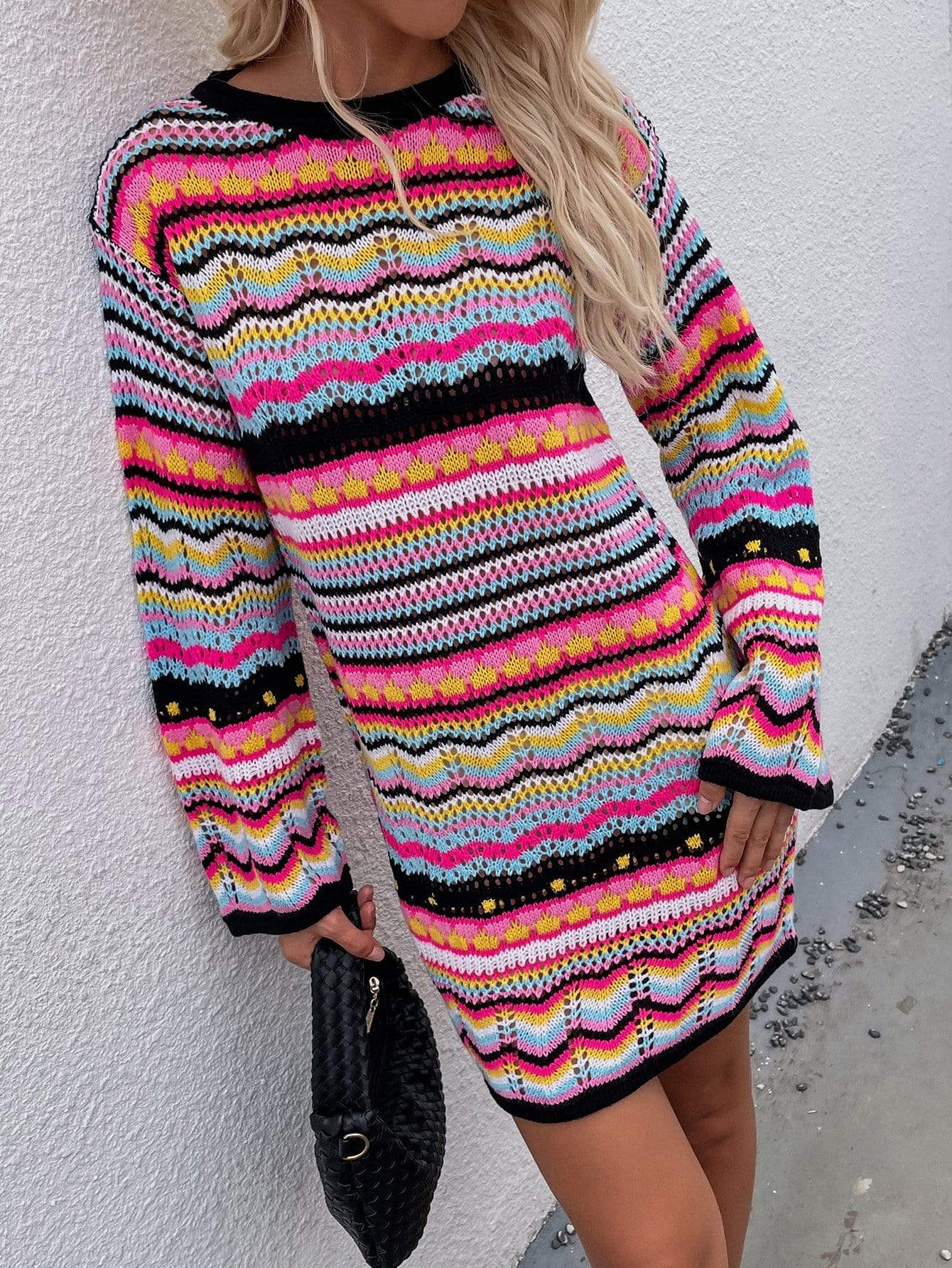 Vibrant Holiday Knit Sweater Dress