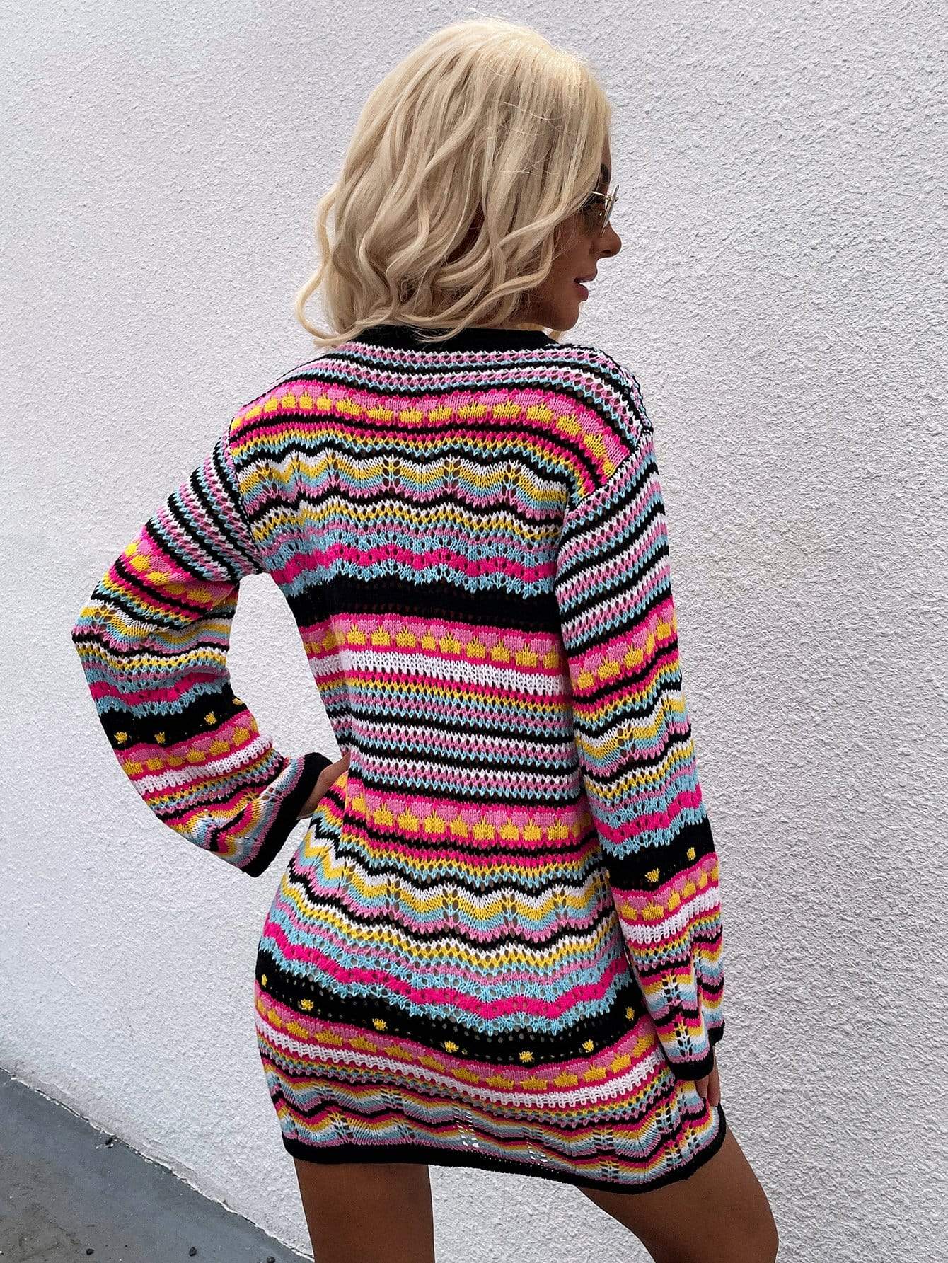 Vibrant Holiday Knit Sweater Dress