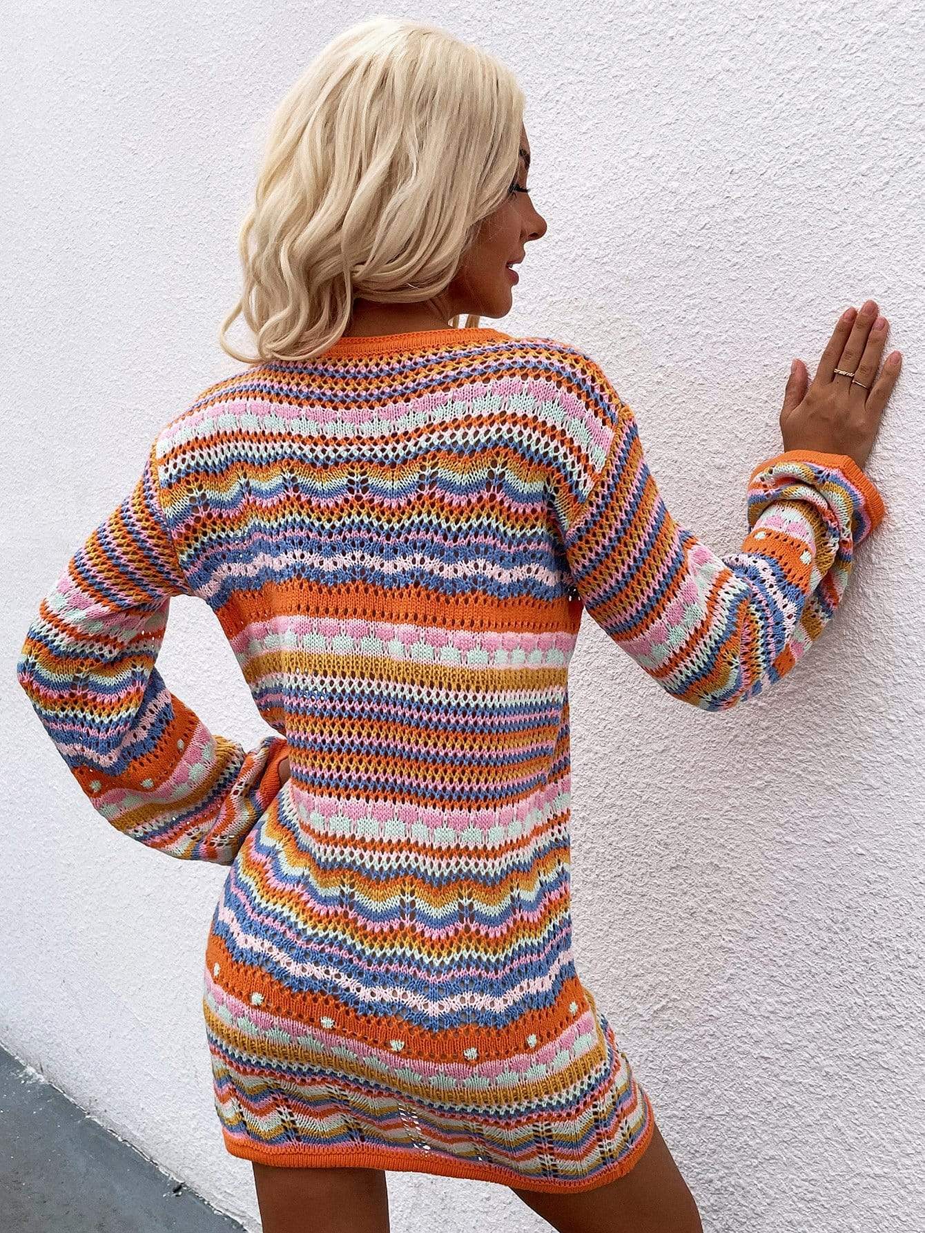 Vibrant Holiday Knit Sweater Dress