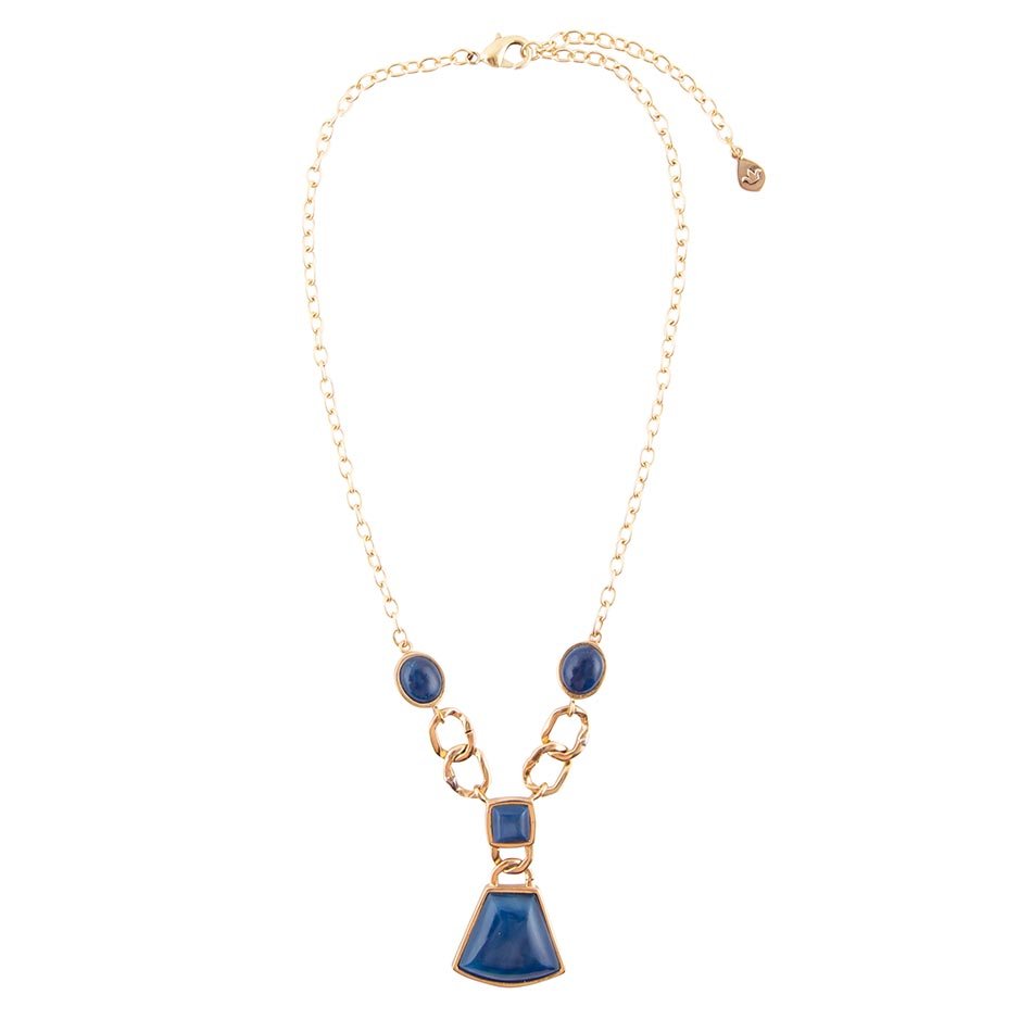 Athena Blue Agate Golden Statement Necklace