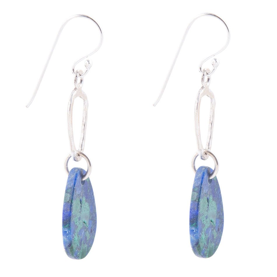 Azurite and Sterling Silver Drop Earrings
