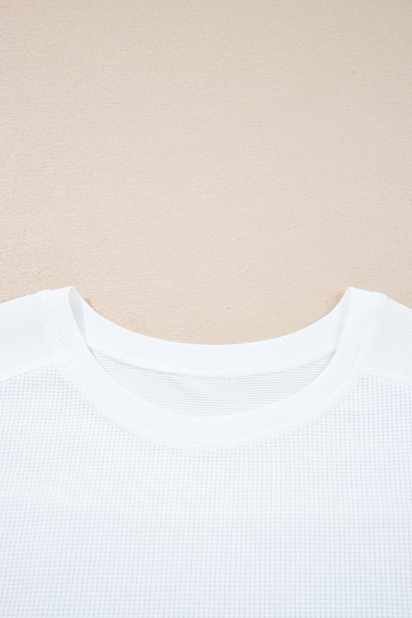 Solid Waffle Ribbed Patchwork Dolman Sleeve Oversized Top