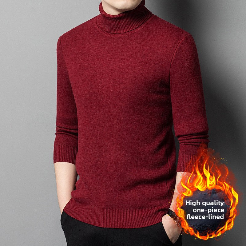 Men's Fleece-Lined Acrylic Turtleneck Sweater