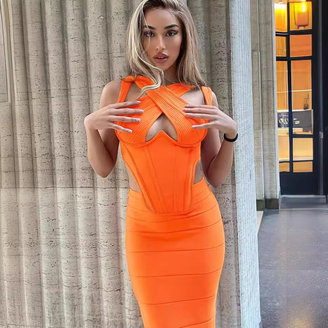 Neck Elastic Women's Dress