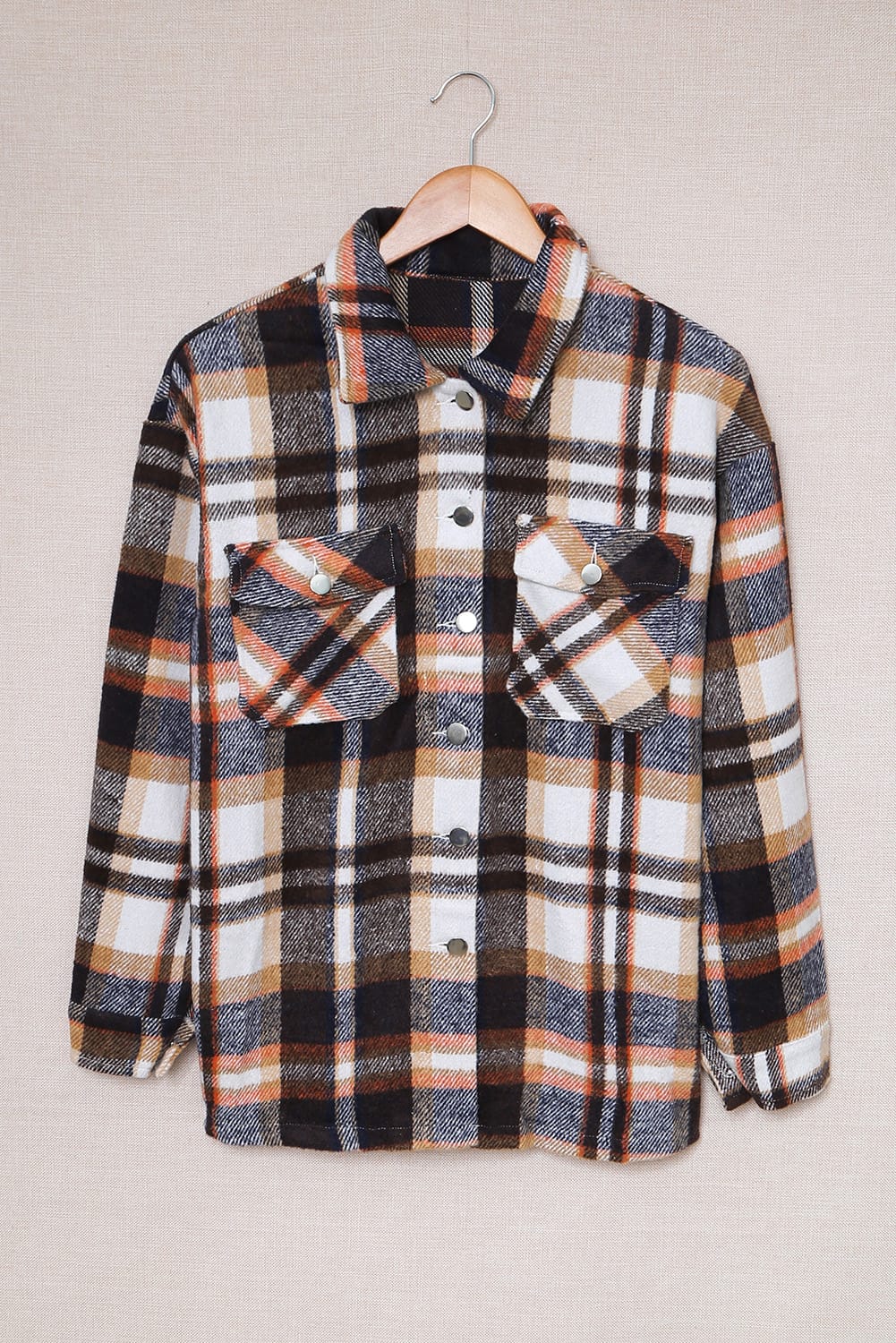 Plaid Pocketed Button Front Shacket