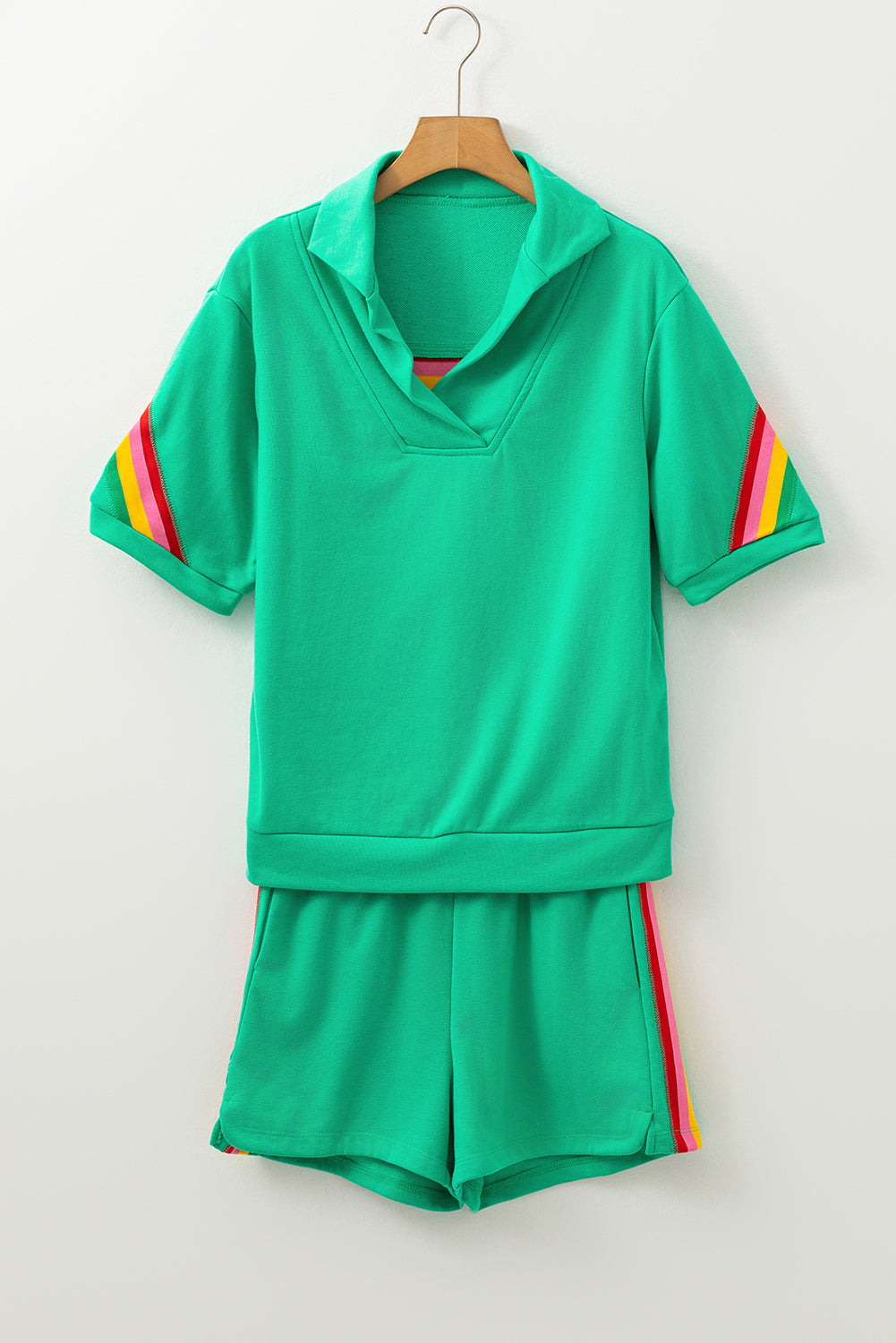 Colorblock Stripe Top and Shorts Set