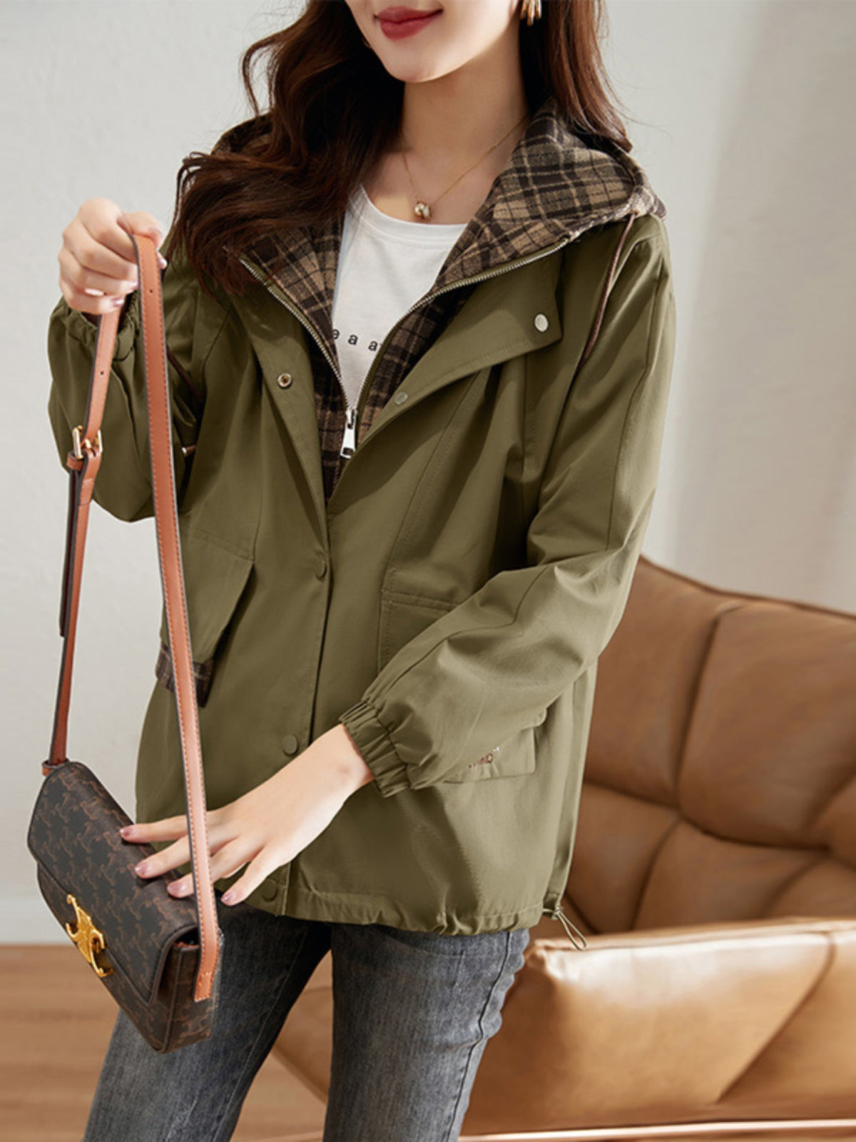 Mid-Length Fleece-Lined Casual Coat for Women
