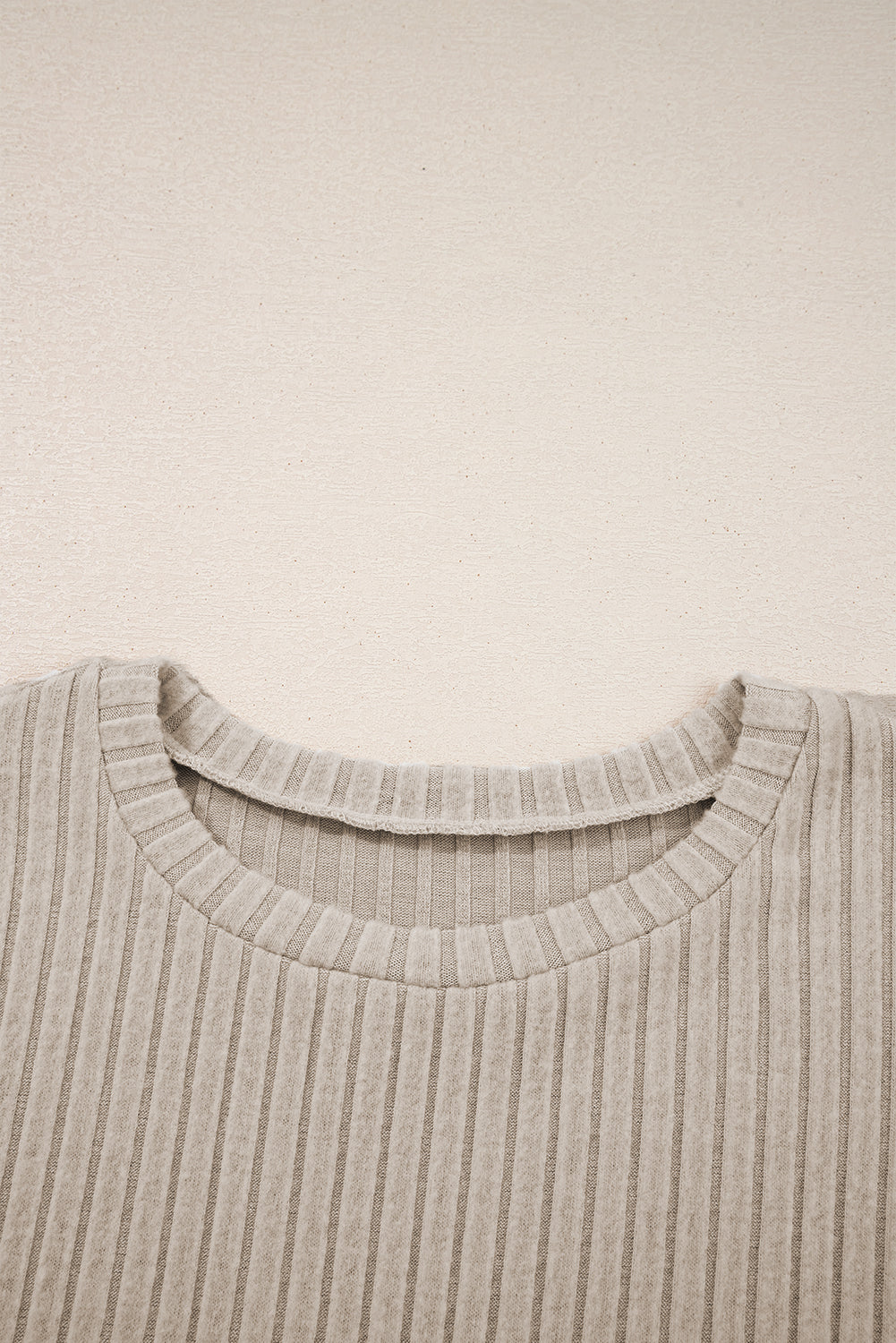 Solid Ribbed Knit Textured Round Neck Top