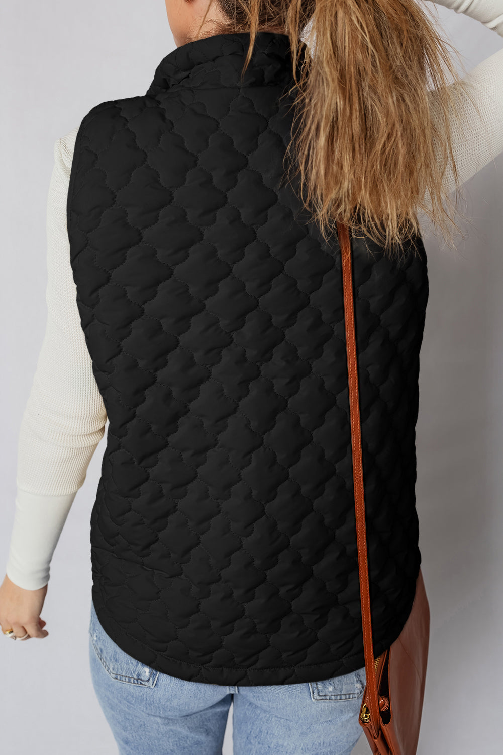 Quilted Zip-Up Snap Button Pocketed Vest