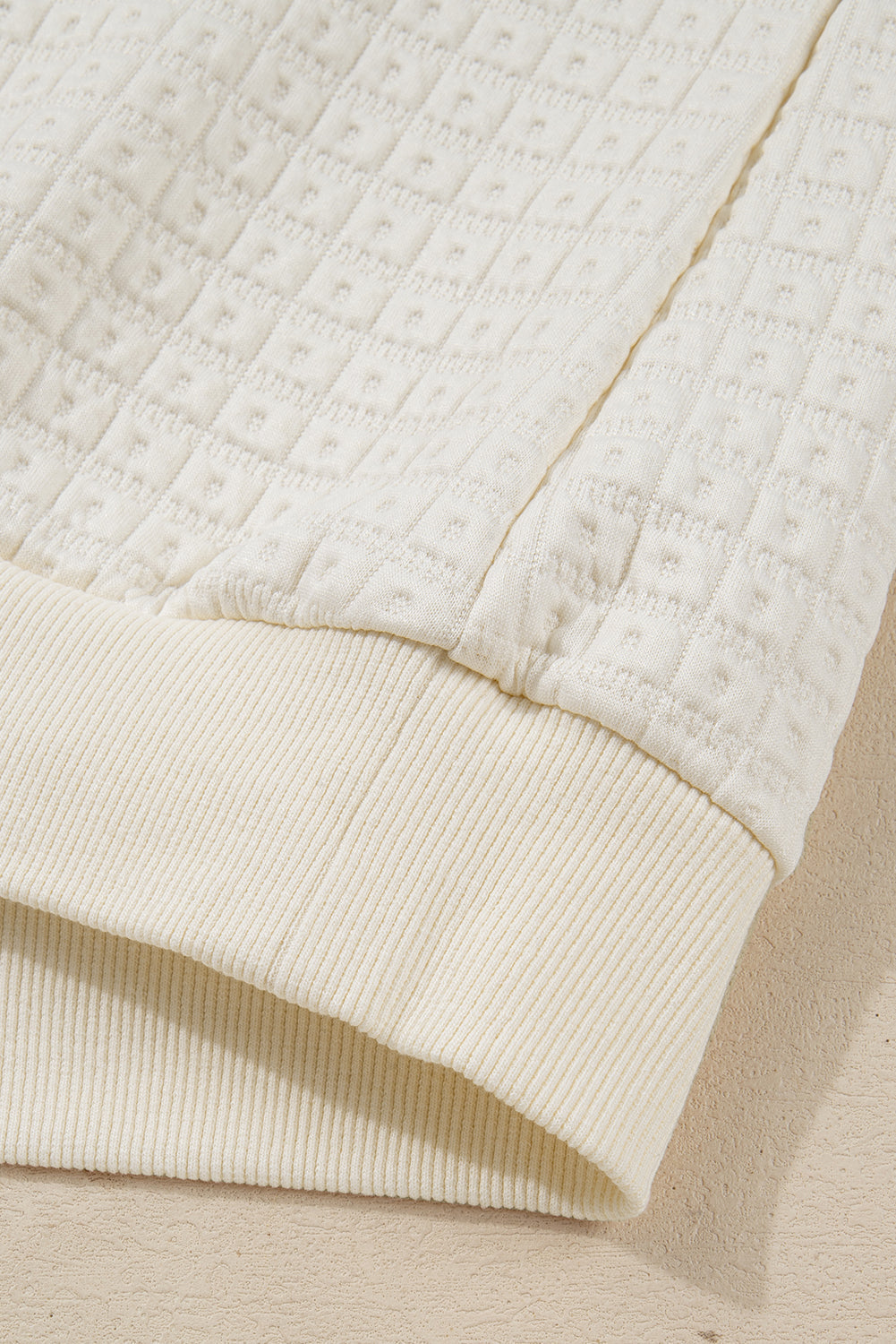 Pineapple Textured Half-Button Collared Sweatshirt