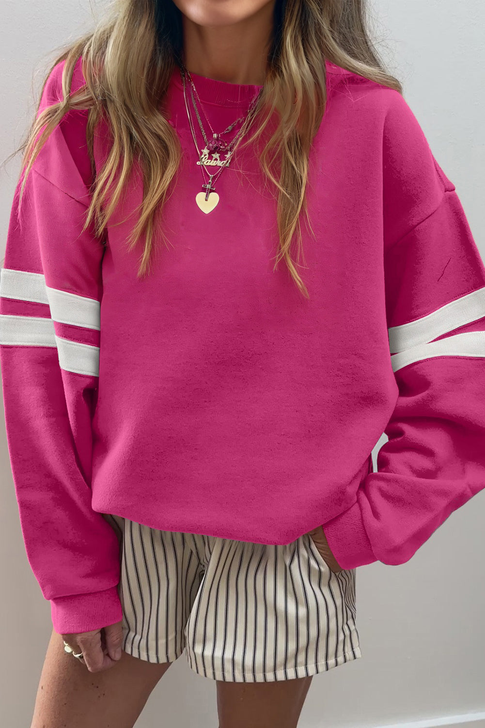 Varsity Stripe Drop Shoulder Oversized Sweatshirt