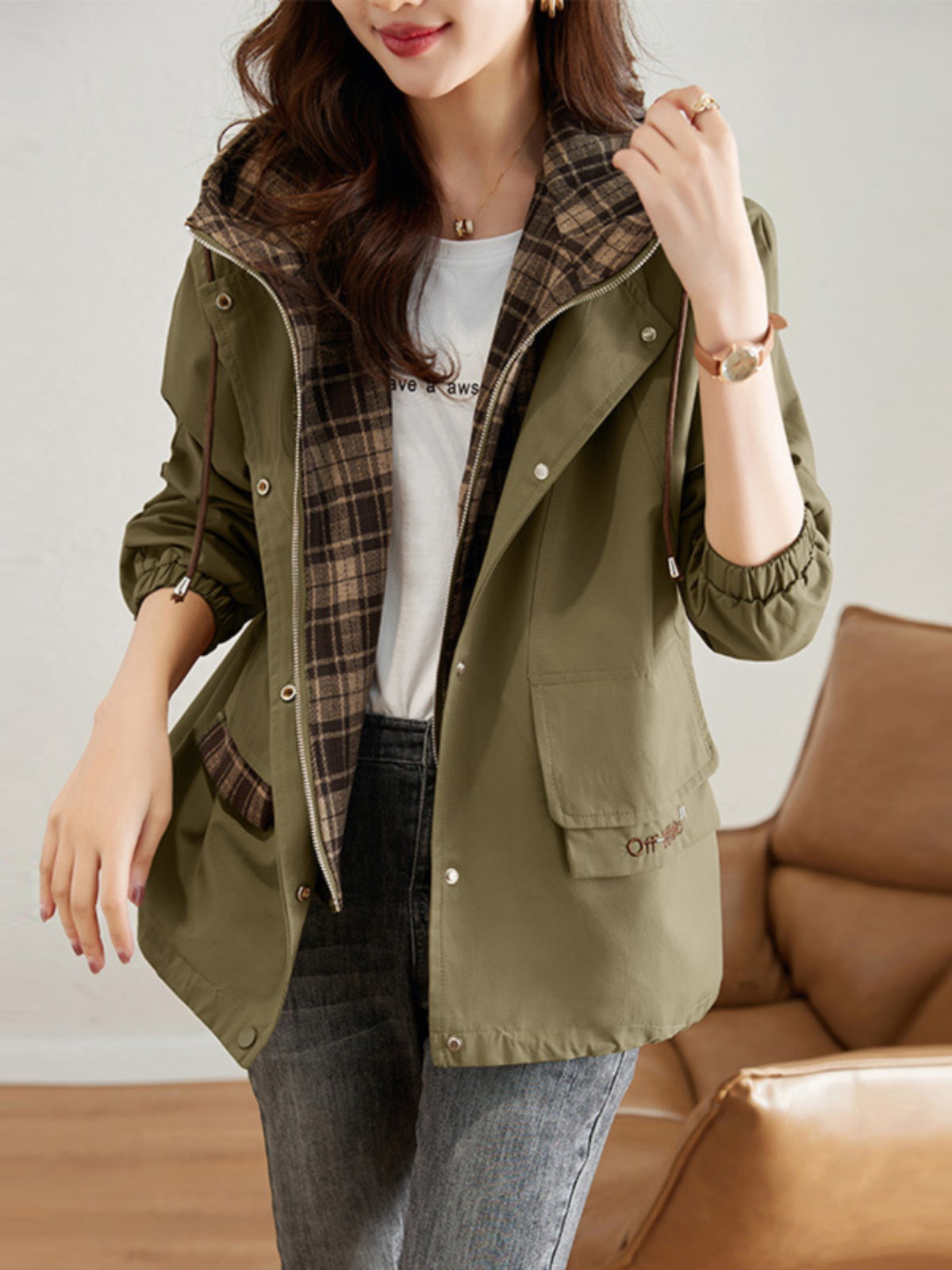 Mid-Length Fleece-Lined Casual Coat for Women