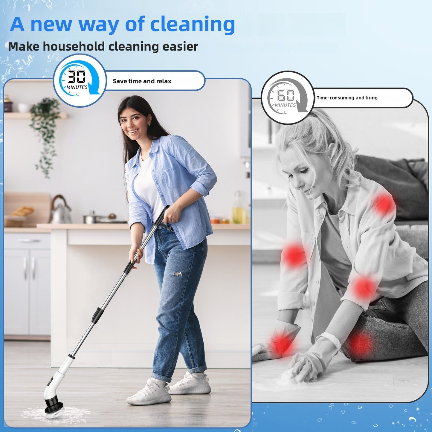 Multi-brush head electric cleaning brush