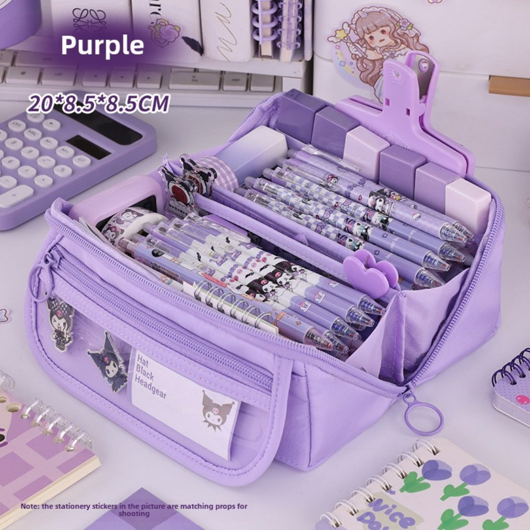 Girls Heart Prism Pencil Case, Large Capacity Elementary School Stationery Box, Girls Stationery Bag, Multifunctional Pencil Case