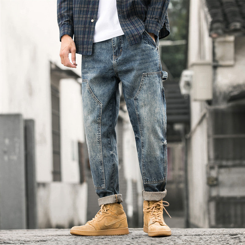 Seam-stitched workwear jeans