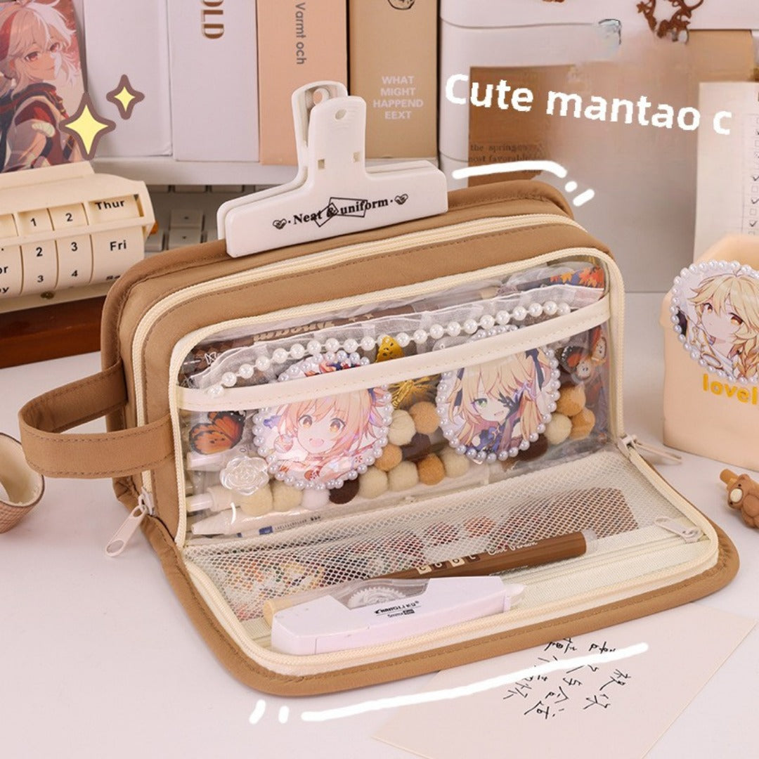 Simple Pencil Case Large Capacity – Dirt-Resistant Transparent Stationery Box for Primary School Students, Ideal Pencil Case