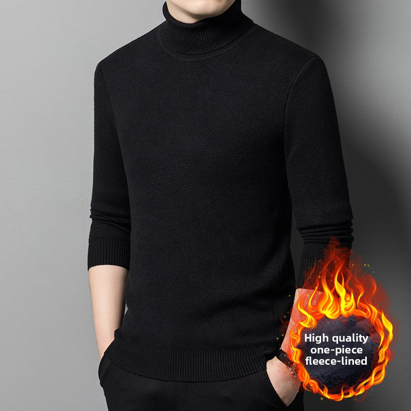 Men's Fleece-Lined Acrylic Turtleneck Sweater