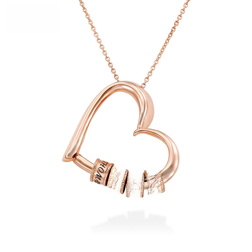Heart-shaped engraved love charm necklace