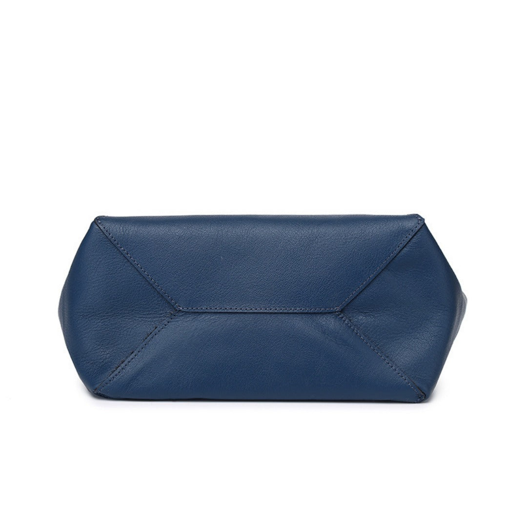 Elegant Genuine Leather Shoulder Bag - Stylish Folding Geometric Bucket Bag & Large Capacity Tote for Women hobo