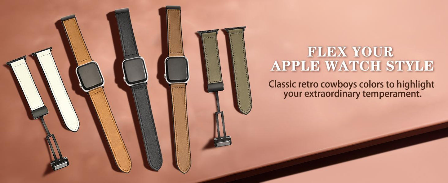 Magnetic Buckle Leather Band for Apple Watch