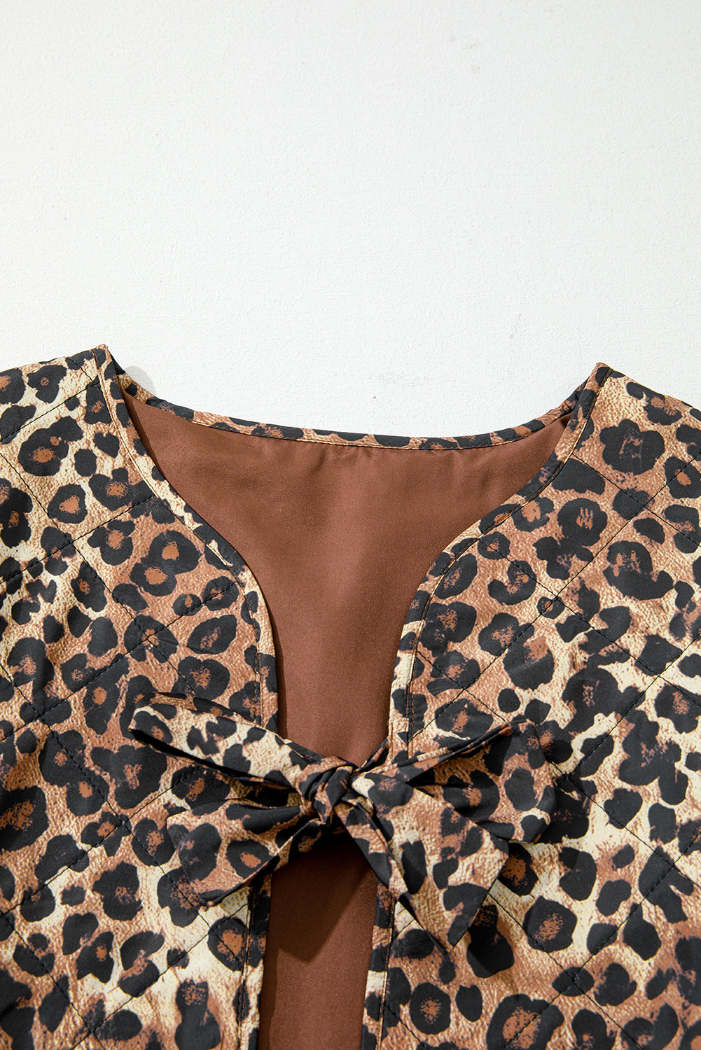 Leopard Quilted Tie Front Jacket