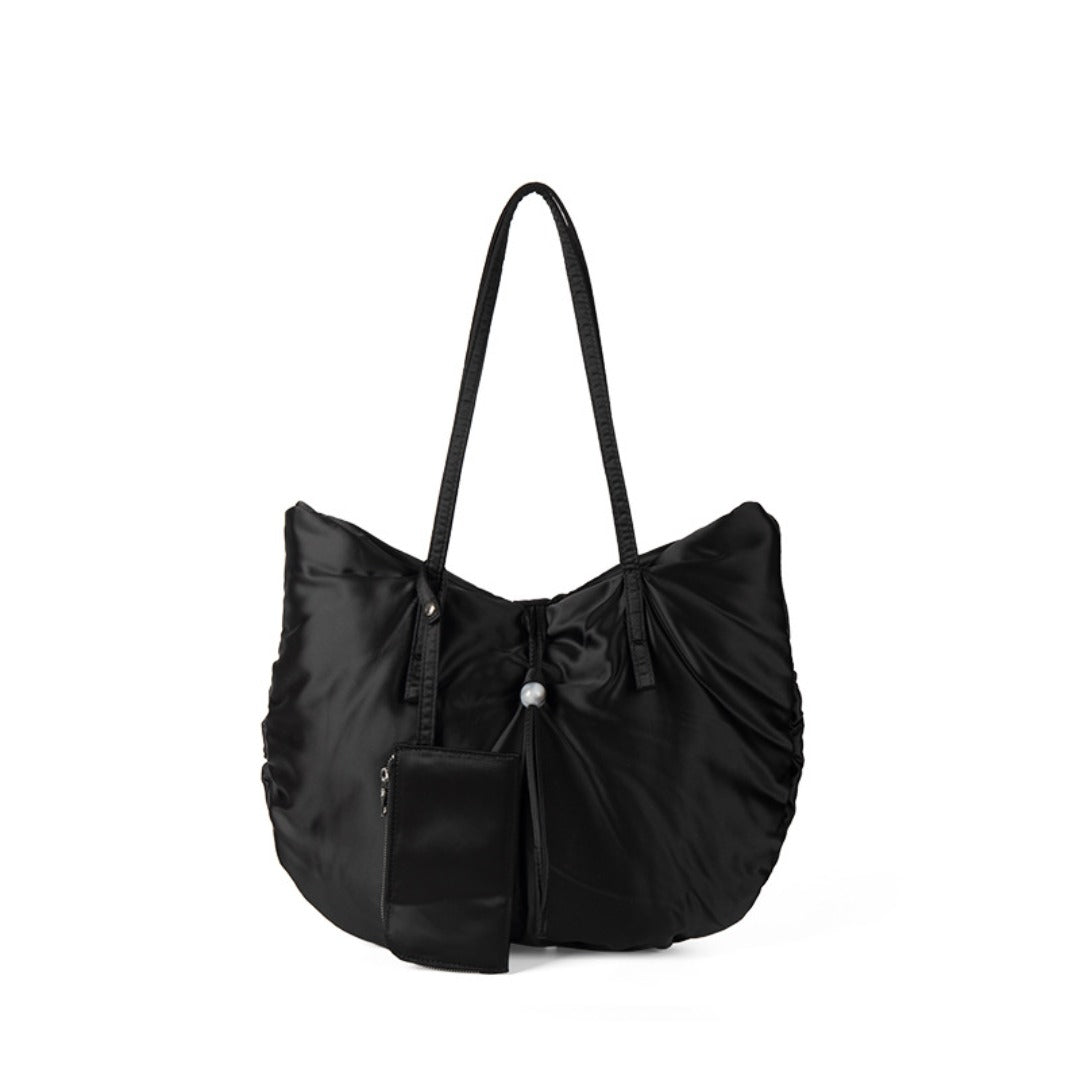 Casual Nylon Large Capacity Hobo Bag - Portable Tote Bag for Women with Design Pleated Shoulder Bag