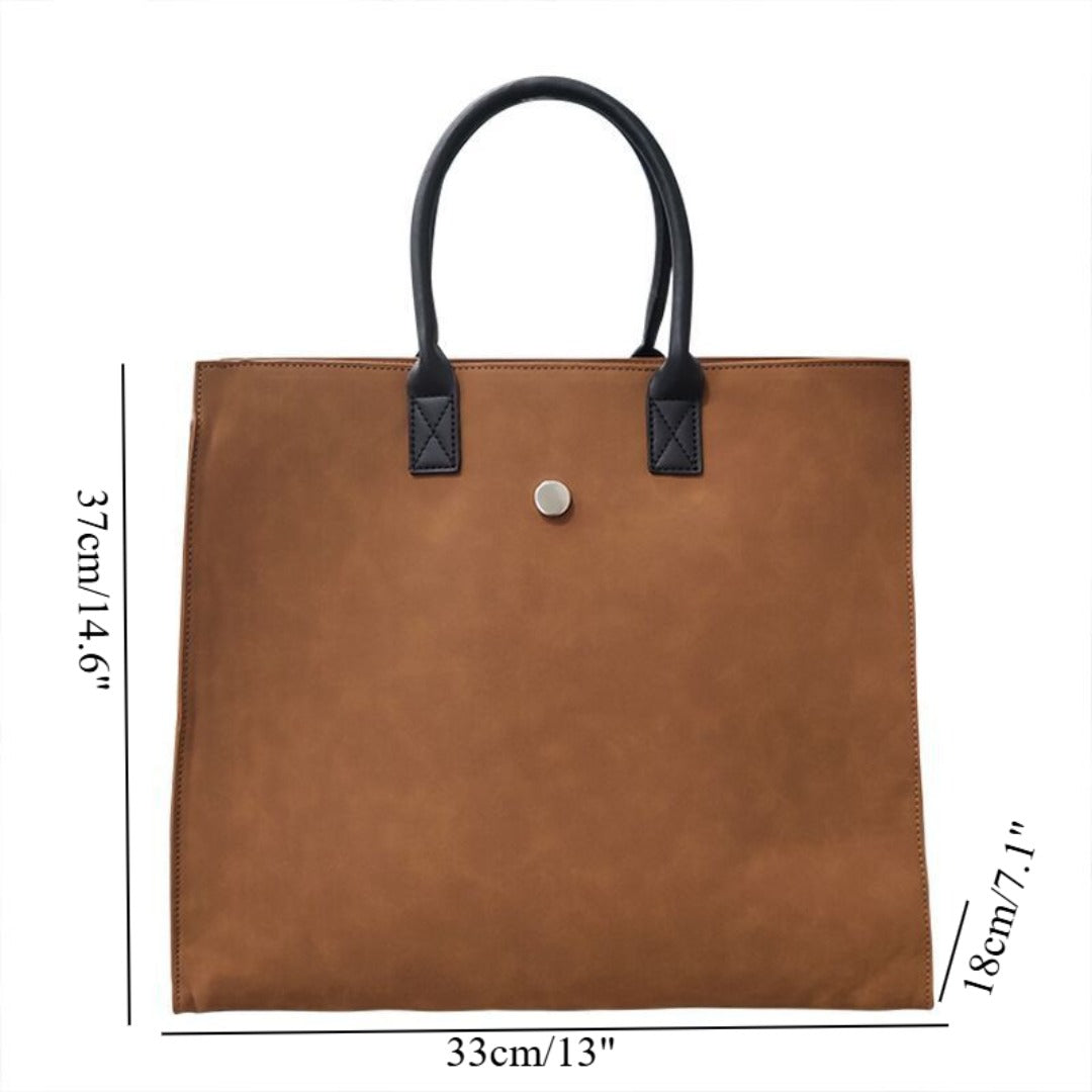 Large tote bag, matte suede tote bag, top handle bag, commuter shoulder bag