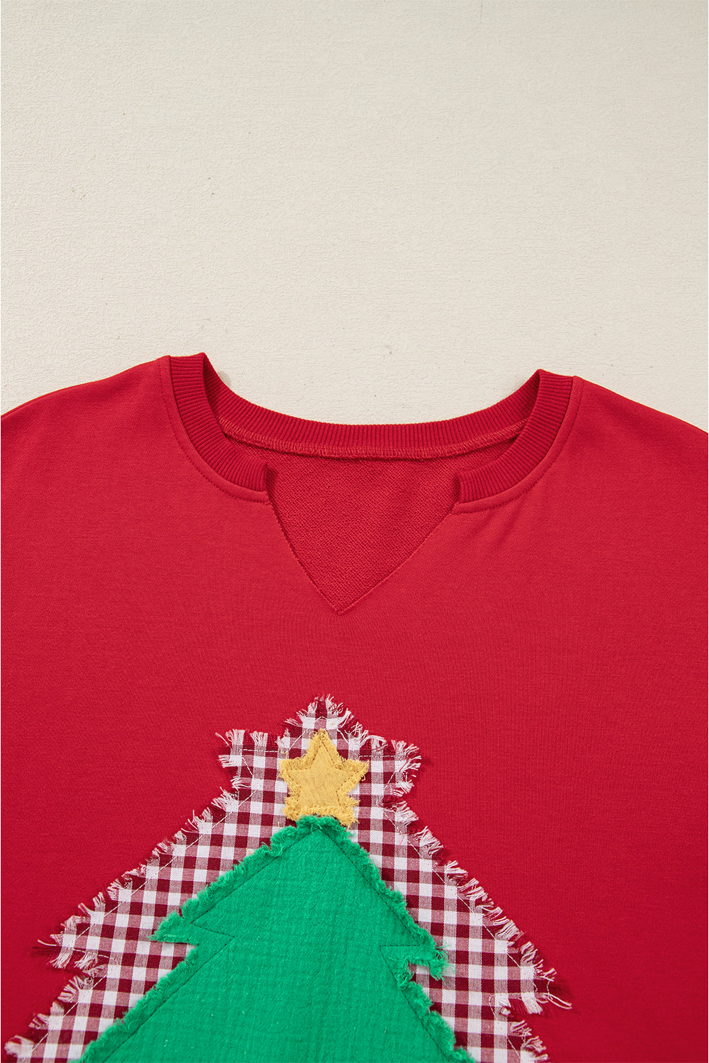 Christmas Tree Plaid Patchwork Drop Shoulder Sweatshirt