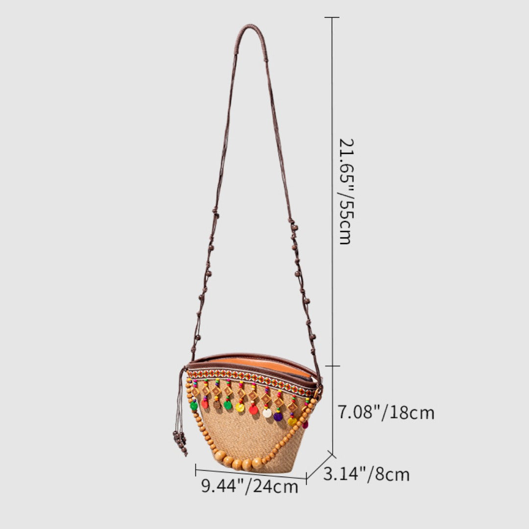 Holiday small straw bag, shoulder bag women's beach bag, small woven bag large capacity handbag hobo