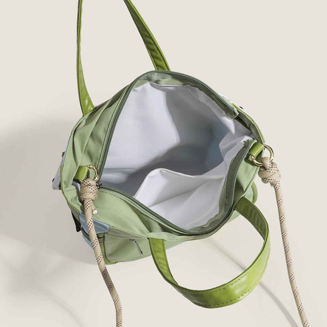 Fashion avocado green portable tote bag, fashionable large-capacity shopping bag, shoulder bag with change bag.