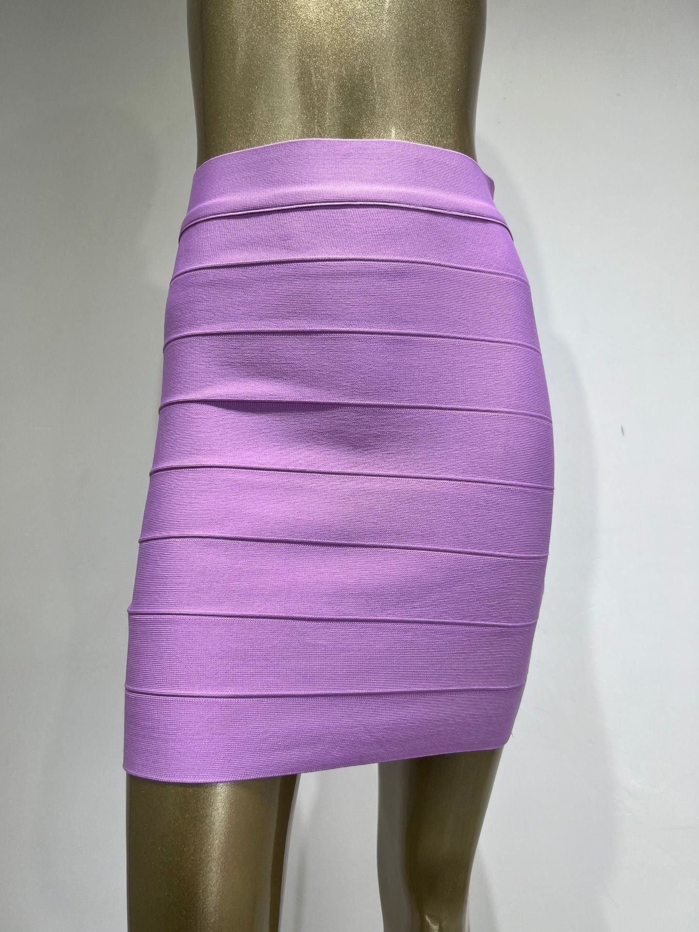 Elastic High Waist Striped Mini Skirt