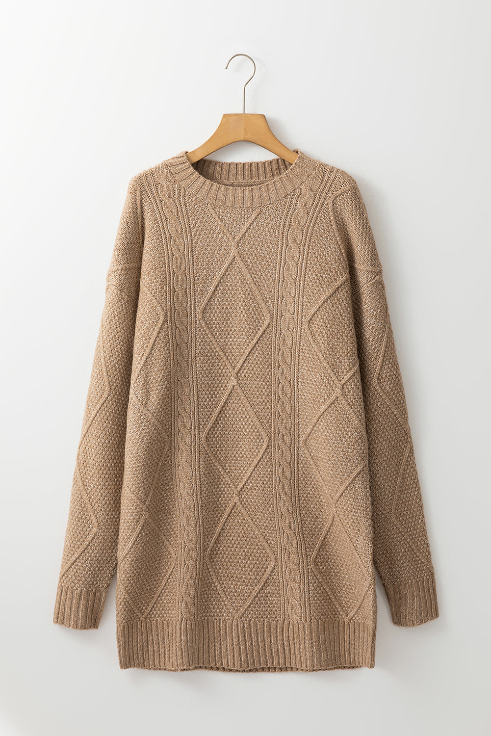 Cable Knit Drop Shoulder Sweater Dress