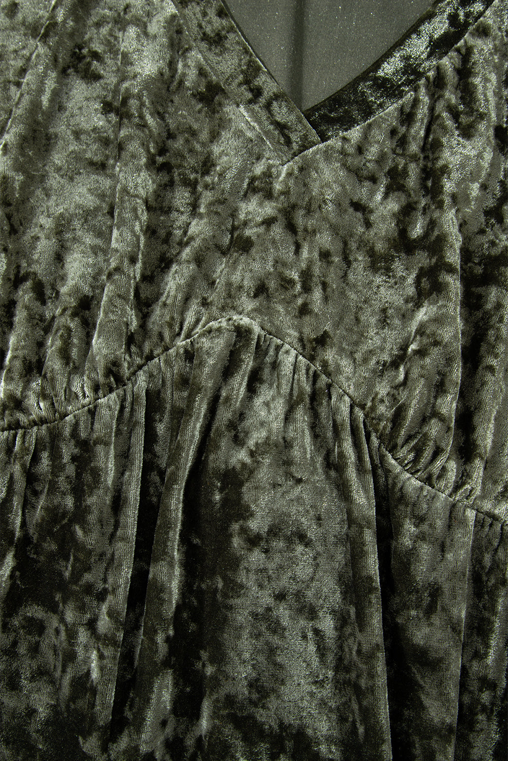 Plus Size Velvet Puff Sleeve Babydoll Mini Dress