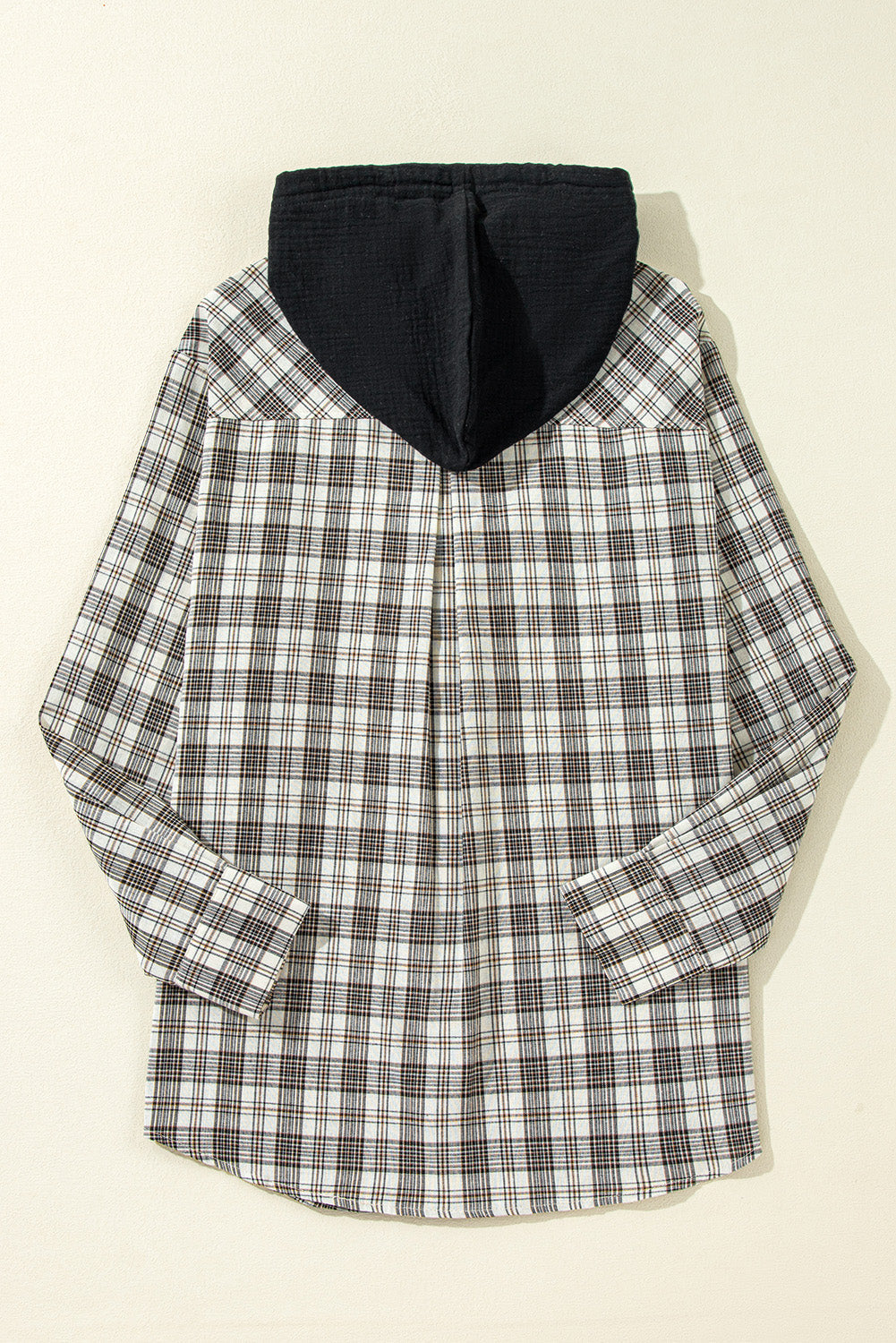 Checker Button-Up Chest Pocket Hooded Shacket