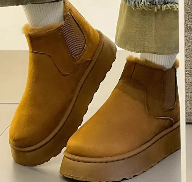 Women's Plush Boots Winter Warm Fleece Thick Flats Snow Boots Fashion Shoes - # GIAA73410005