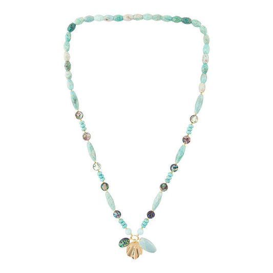 Baja Amazonite and Abalone Long Necklace