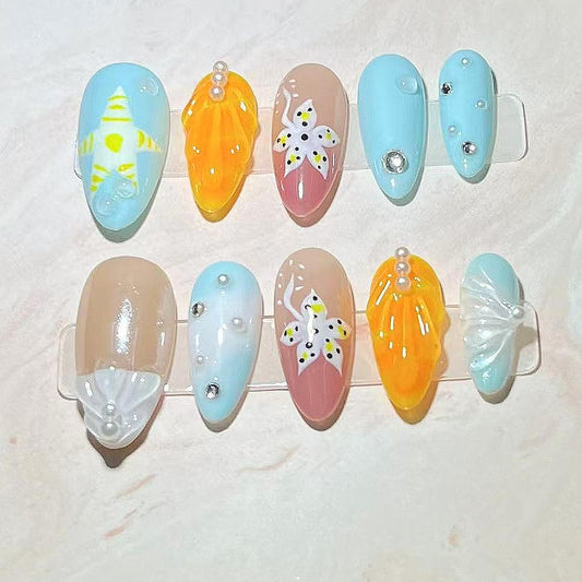 1072 Handmade Nail Wear Nail Art Reusable Press on Nails False Nails