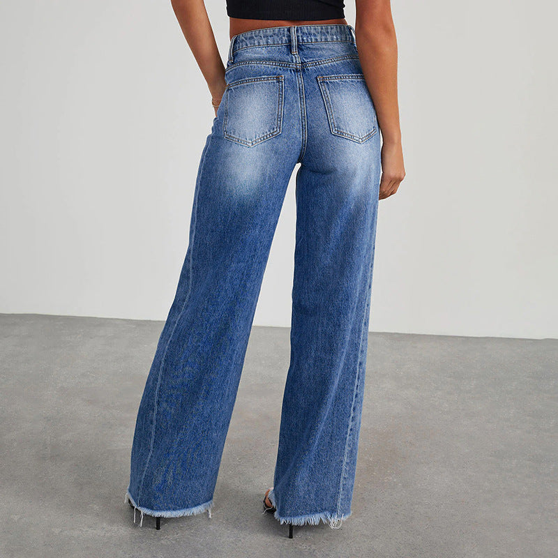 Women's Stretch Wide-Leg Denim Trousers