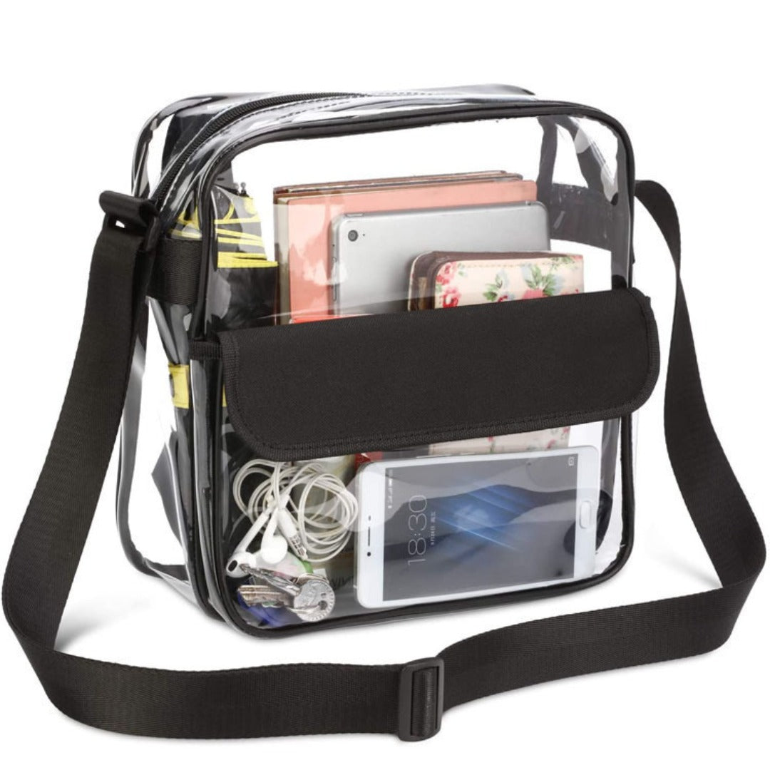 Transparent PVC Shoulder Crossbody Bag - Durable Storage Bag for Travel, Beach, Stadium Events & More