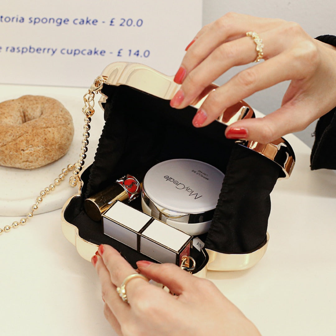 Elegant Flower Gold Acrylic Bag – Mini Dinner Bag & Prom Bag for Weddings, Parties, and Evenings – Stylish Clutch Purse with Glamorous Floral Design