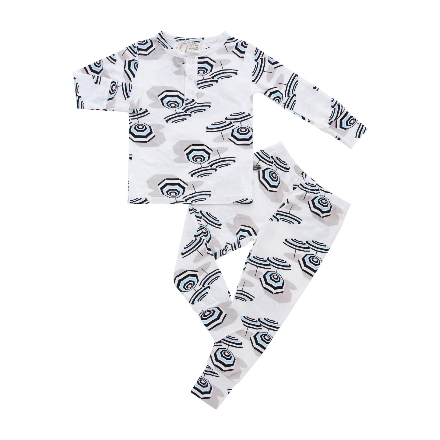 Amalfi Coast Beach Umbrella Black and White Two-Piece Set