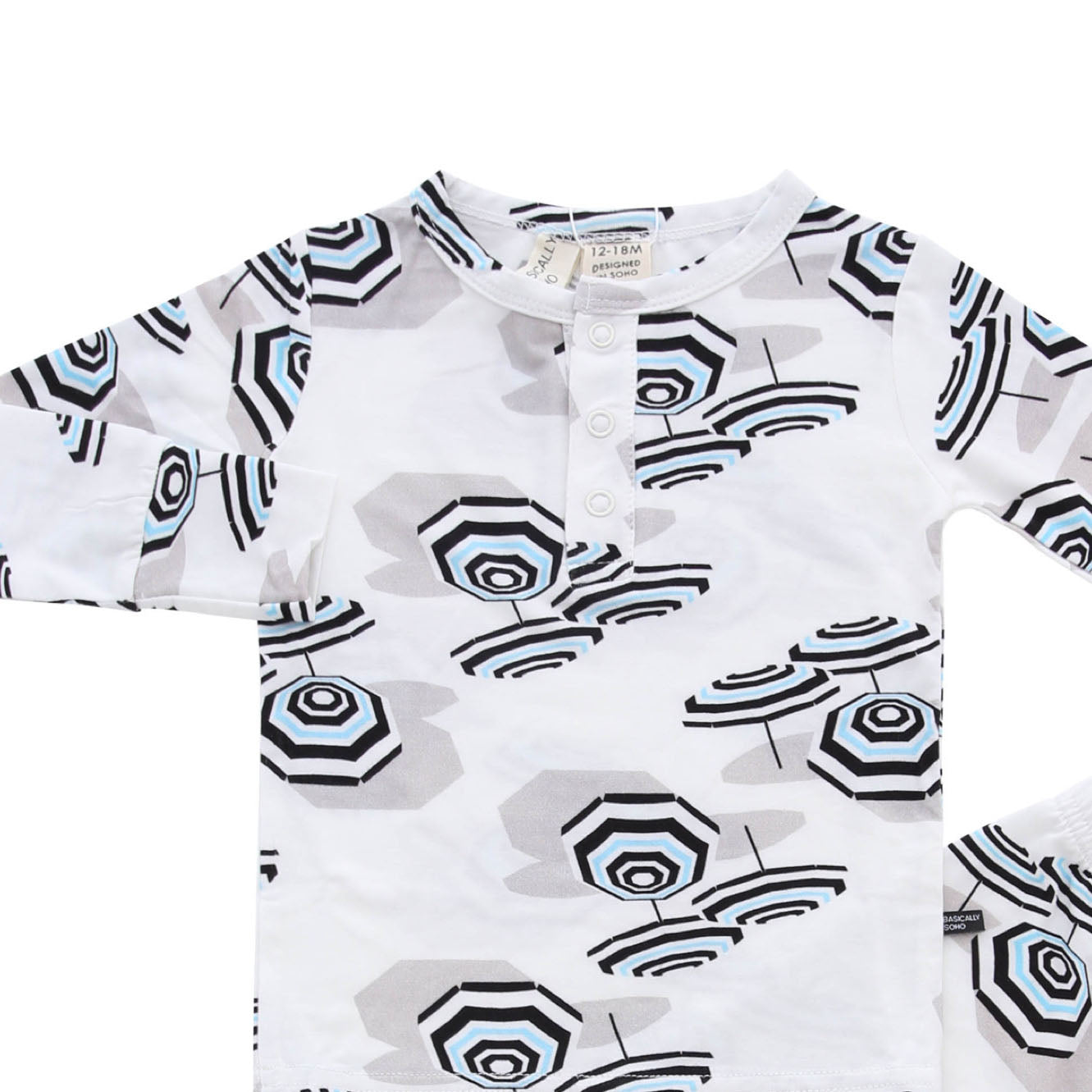 Amalfi Coast Beach Umbrella Black and White Two-Piece Set