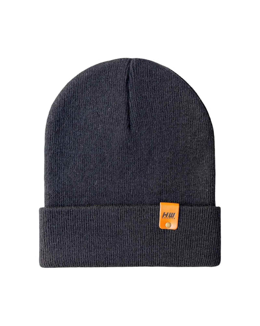 HAAKWEAR Beanie Made in USA - Classic Charcoal Black Knit Cuffed Hat