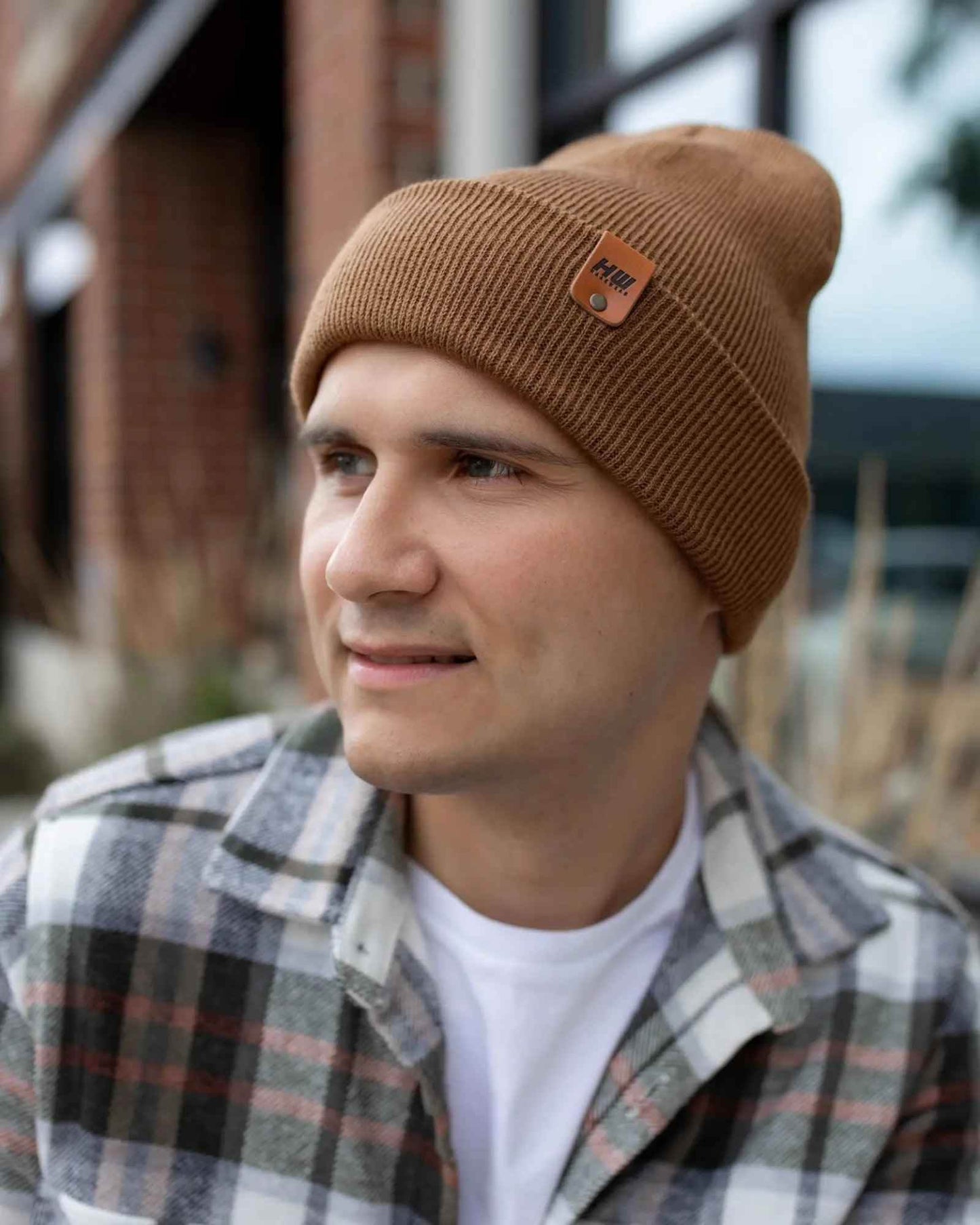 HAAKWEAR Camel Brown Beanie - Classic Knit Cuffed Hat Made in USA