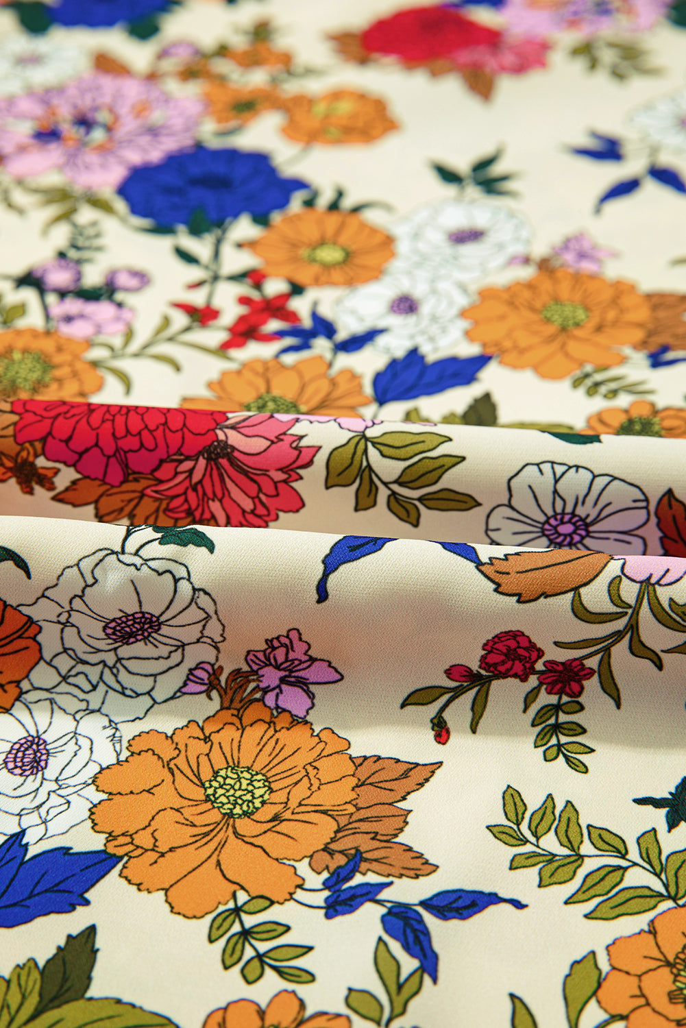 Floral Ruffle Shoulder Long Sleeve Blouse