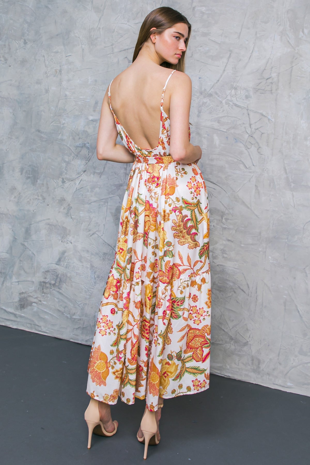 WE GO UP WOVEN MIDI DRESS