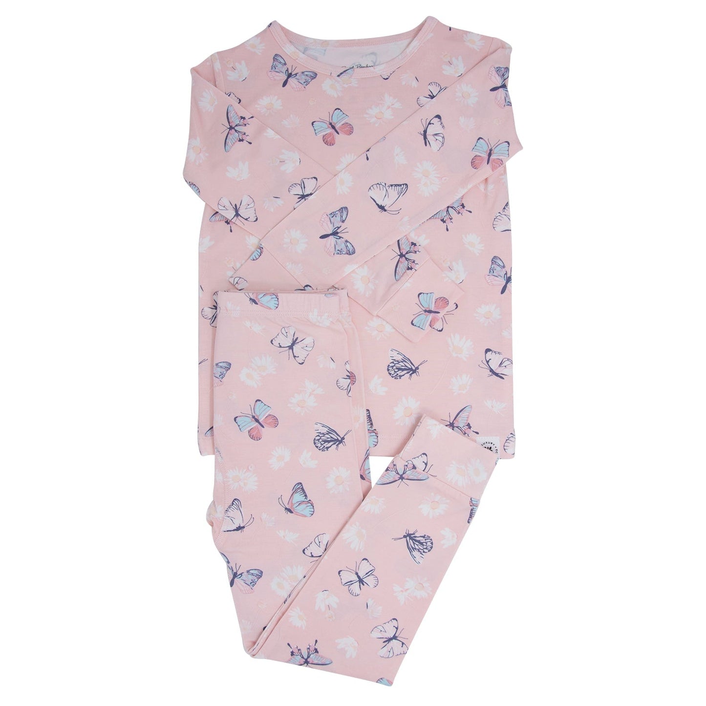 Pink Butterfly Daisy Bamboo Big Kid Pajama Set